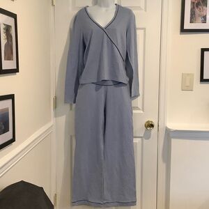 MARKS & SPENCER Mixed Size Soft Blue 2Pc Coastal Grandma Cozy Pajama Set UK 8/14